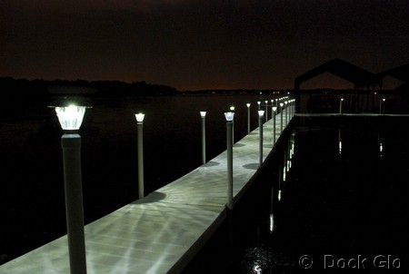 dock lights at night